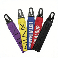 Porte-clés personnalisé en nylon écologique, texte double face, logo brodé, étiquettes en tissu