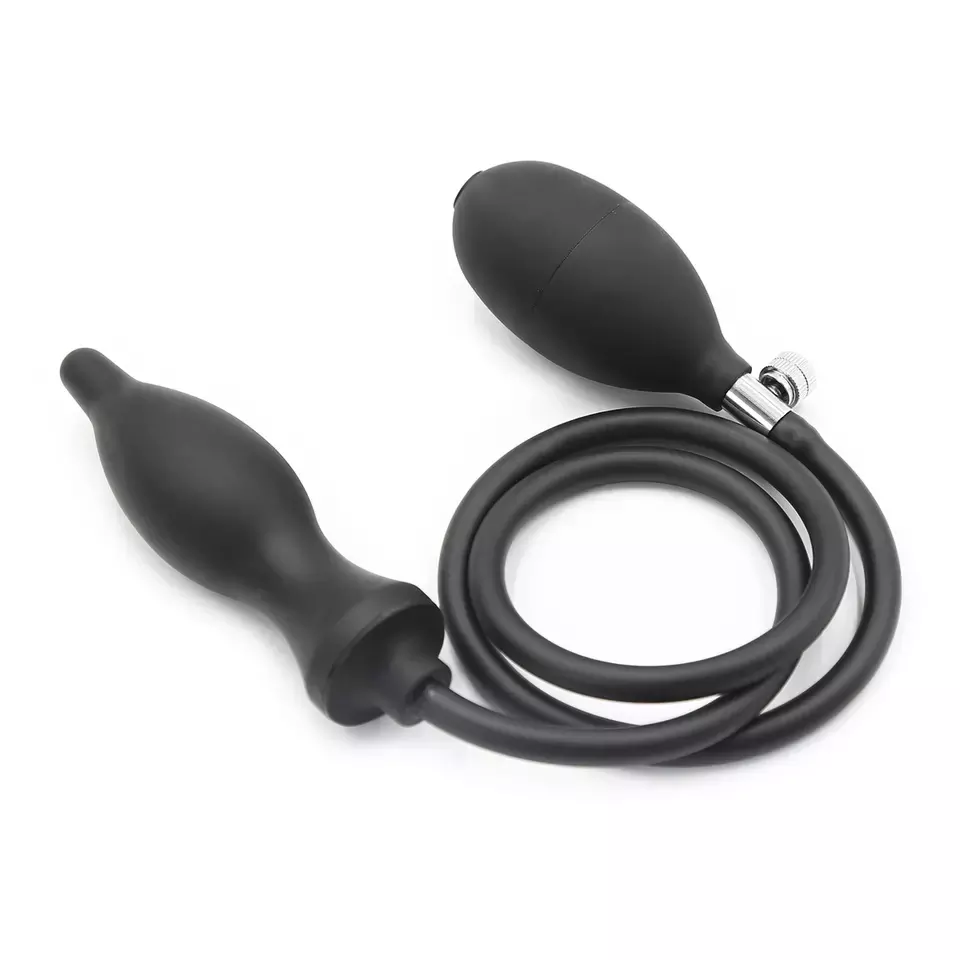 Soft Black Pump up Air-Filled Inflatable Anal Plug Dildo