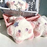 Porte-clés pendentif cochon en peluche mignon de dessin animé avec nœud papillon et étoile, qui couine, cadeau pour meilleurs amis et couples, sans impression