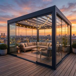 Pergola à lames orientables haute résistance au vent pour bar sur toit, gazebo en aluminium robuste pour terrasse commerciale de <span class=keywords><strong>gratte</strong></span>-<span class=keywords><strong>ciel</strong></span> - Product Image 1