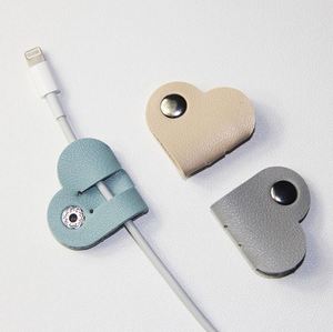 Heart Leather <b>Cable</b> Organizer Tidy Cords Chargers Earphones <b>USB</b> <b>Cable</b> Management Holder Desktop Accessories - Product Image 2