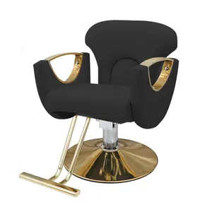 Yeni tasarım salon mobilya kuaförlük ekipmanı ağır kuaför sandalyeleri siyah ve altın klasik berber koltuğu