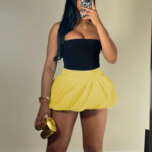 Falda Nueva de Color Sólido para Mujer, Falda Corta con Vuelo, Cintura Alta, Ultra Corta, Estilo Peplum - Product Image 1