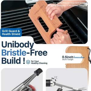 Raspador de madera transfronterizo para limpieza de barbacoas, raspador para parrillas de barbacoa, parrilla de barbacoa para cocina y exterior con mango, barbacoa - Product Image 2