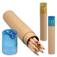 Juego de Lápices de Colores de Madera Ecológicos Personalizados al por Mayor, de Alta Calidad, con Sacapuntas Impreso en Serigrafía, en Caja de Tubo Largo Mini de 6/12 Piezas