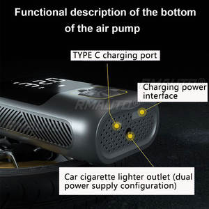 Compresor de Aire Eléctrico Portátil con Bomba de Aire Multiherramienta LED para Bicicleta, Automóvil, Inflador Tipo C de 12 V para el Hogar Inteligente - Product Image 5