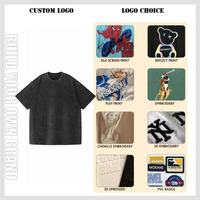 T-shirt personnalisé avec logo, effet délavé, pour homme, 100% coton, poids lourd 260 g/m², coupe oversize, style streetwear vintage, imprimé graphique