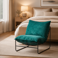 Fauteuil de détente en velours de style nordique avec structure en fer thermolaqué, canapé une place pour appartement studio