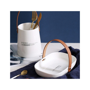 Plateau à fruits ovale créatif en céramique et cuir, personnalisable, plateau à fruits secs moderne et minimaliste, plateau à fruits de style nordique. - Product Image 5