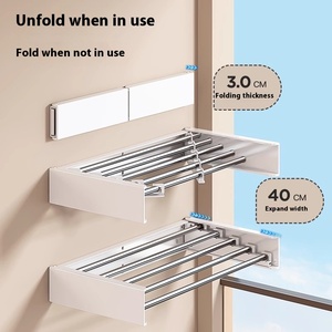 Porta asciugamani pieghevole per la casa da 80cm stendino per vestiti <span class=keywords><strong>a</strong></span> parete retrattile <span class=keywords><strong>salvaspazio</strong></span> porta vestiti - Product Image 6