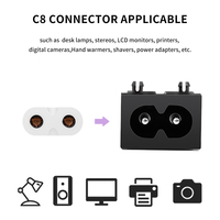 Prise SCART LZ-8-1S1 IEC60320 C8 à contact en cuivre, certifiée CCC, 2,5A 250V AC, à fixation rapide, noire, pour masseur de pieds et appareil de massage amincissant (PCB)