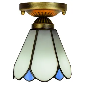 ライトパネル付き価格ファンモダンなティファニースタイルのフランスの照明ランプ白色ステンドグラスフラッシュ販売ledシーリングライト