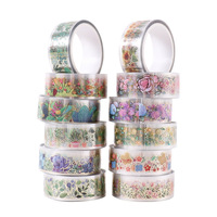 12 rouleaux Washi Tape Set Feuille d'or Masquage Plantes florales Rubans décoratifs pour bricolage artisanat, journaux, planificateurs, Scrapbook, emballage