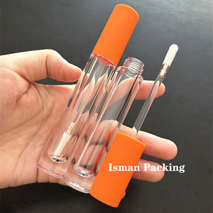 ISMAN Tubo de Brillo <span class=keywords><strong>Labial</strong></span> Redondo Mate Naranja de Alta Gama de 6 ml, Envase de Brillo <span class=keywords><strong>Labial</strong></span> de Pared Gruesa con Acabado Cristalino, Botella con Tacto de Goma y Logotipo Personalizado - Product Image 3