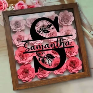 Hoa Khô Bóng Hộp Khung Bán Buôn 3D Sâu Vuông Màu Trắng Bằng Gỗ 8X8 12*12 Úc Bóng Hộp Với Giấy Hoa Hồng - Product Image 3