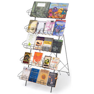 Rak pajangan 5 tingkat logam, rak Display kawat untuk buku, majalah, CD,Dvd, dudukan lantai sastra, 22.5 "X 44.5" - Product Image 2