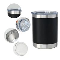 Bouteille d'eau isotherme à double paroi de 10 oz en acier inoxydable 304, tasse à café, gobelet avec revêtement en poudre, gobelet pour boissons, personnalisable avec logo