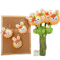 Buket bunga rajutan tangan Modern baru Set hadiah Crochet kecil bunga matahari kelinci lucu