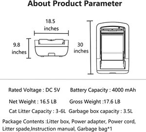 Bac à litière pour chat autonettoyant intelligent, <span class=keywords><strong>robot</strong></span> de nettoyage automatique de litière pour chat avec grande capacité - Product Image 5