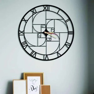 Horloge murale en métal Art déco traditionnel antique de conception unique Horloge murale moderne extérieure à aiguille à quartz Jardin Faux pierre Fer Alarme - Product Image 2