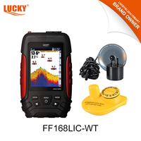 Détecteur de poissons Lucky Fish Finder FL168LiC-WT avec écran matriciel couleur, capteur sans fil et transducteur double usage, équipement de pêche