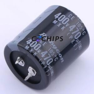 Condensador Electrolítico de Aluminio de Montaje a Presión 400MXK470MEFCSN30X35, Componente de Orificio Pasante THT, D30xL35mm 470uF 20% 400V 10mm - Product Image 1