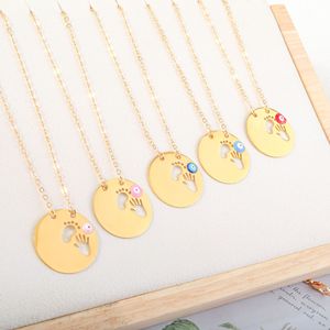 Collier Pendentif Géométrique Œil Turc Plaqué Or en Acier Inoxydable, Breloque Ronde Thème Œil Turc pour Femme, Bijou Cadeau - Product Image 1