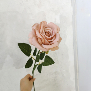 M257-Rosas rosas artificiales para decoración del hogar, nuevo diseño <span class=keywords><strong>de</strong></span> seda, color Nude, rosas, para boda y otoño - Product Image 6