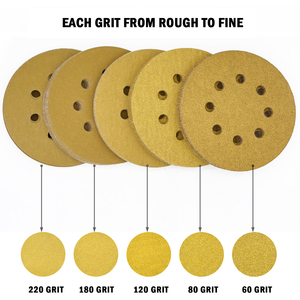 <span class=keywords><strong>Disque</strong></span> de ponçage à crochet et boucle en oxyde d'aluminium jaune de haute qualité, 3 à 6 pouces, durable et haute efficacité pour le polissage du <span class=keywords><strong>bois</strong></span> et du métal - Product Image 2