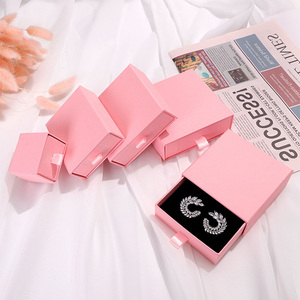 Делюкс розовый маленький тонкий слайдер картонная подарочная коробка запонки на заказ Deluxe ящик для ювелирных материалов губка - Product Image 5