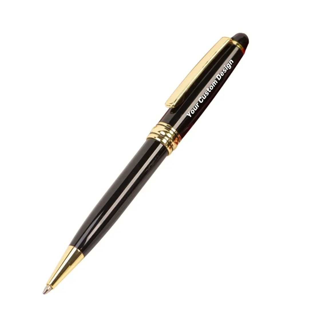 Özelleştirmek Logo ofis kalemi tükenmez kalemler lüks promosyon hediyeler için yüksek kalite siyah Metal Roller kalemler Set kutusu