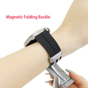 <span class=keywords><strong>Correa</strong></span> de silicona con hebilla plegable magnética de metal de doble color mejorada de 20mm y 22mm para Huawei GT Samsung <span class=keywords><strong>Garmin</strong></span> Huami Watch Access - Product Image 2