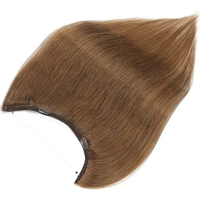 Secret Fish Wire hidden Light Brown Brazilian Real Remy Human Hairi Balayage Straight one piece Hair Extensions