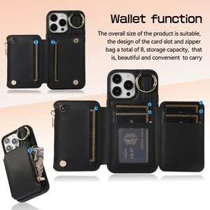 Étui de téléphone portable multifonctionnel en cuir avec cordon bandoulière et porte-cartes pour <span class=keywords><strong>iPhone</strong></span> 16 Pro Max 15 14 13 12 <span class=keywords><strong>11</strong></span> – <span class=keywords><strong>Coque</strong></span> arrière - Product Image 2
