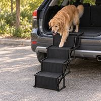 Rampe pour chiens pour voitures et SUV, 4 marches larges antidérapantes avec barrières latérales, capacité de 132 lb pour grands chiens âgés, OEM ODM