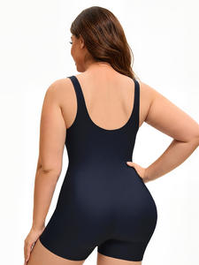 Stylish European American Women's Fitness <b>Swimwear</b> Solid Pattern One-Piece <b>Beachwear</b> with Sexy Back Cut-Out Color Block Design - Product Image 5