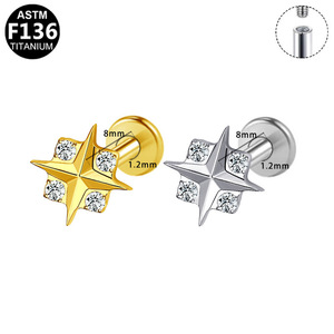 Clous d'oreilles géométriques en titane et zircone F136 ASTM pour piercing du cartilage, bijoux unisexes - Product Image 5