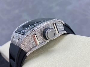 Reloj Tonneau de Lujo para Hombre, con Incrustaciones de Diamantes, Mecánico, Esqueleto, Correa de Silicona, Resistente al Agua, con Calendario - Product Image 3