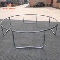Trampoline Weleap Bungee Poteau incurvé avec panier de basket et échelle Trampoline de 14 pieds avec filet