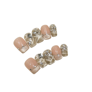 Venta al por mayor de lujo de moda <span class=keywords><strong>Rosa</strong></span> Press-On Nails Diseño de salón hecho a mano para dedos de larga duración Unique Stick-On Nails - Product Image 1