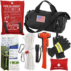 Wholesale Disaster Survival Emergency Fire Safety First Aid Kit For Family With Fire Blanket Heat Resistant Gloves Escape Rope