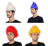Perruque synthétique résistante à la chaleur pour déguisement de fête, perruque courte pour poupée troll moche et mignonne, ornement de sapin de Noël, fête de Noël