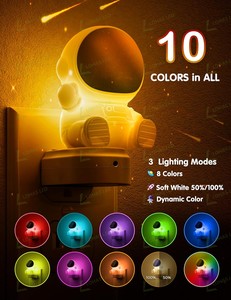 Veilleuse <span class=keywords><strong>LED</strong></span> RGB LOHAS 0,5W, lampe de chevet astronaute, RGB 10 couleurs changeantes, mini veilleuses modernes et mignonnes pour enfants - Product Image 2