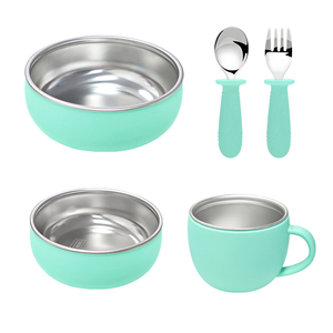 Juego de Platos para Niños al por Mayor, Multifuncional, de Silicona y Acero Inoxidable, Libre de BPA, con Aislamiento de Doble Pared - Product Image 5