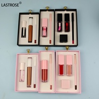 Ensemble de maquillage pour les lèvres liquide 4 en 1 en gros, marque privée, végan, longue durée, huile à lèvres, brillant à lèvres, crayon à lèvres, kit combiné avec poignée