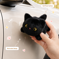 Aimant de réfrigérateur en peluche chat noir mignon, en fibre de polyester douce, design couché, souvenir magnétique, cadeau fantaisie
