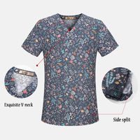 Blouse unisexe pour hôpital dentaire, hauts de travail imprimés de dessins animés mignons, blouses d'infirmière décontractées à manches courtes, vêtements de travail pour toilettage d'animaux