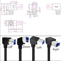 Kabel USB 3.0 90 derajat aktif USB jantan ke B jantan kabel USB tembaga murni ke Port jantan tipe B untuk pemindai printer
