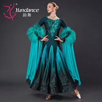 Robe de compétition de danse de salon pour femmes B-26136 Yundance, robe de spectacle sur mesure en satin et mousseline ombrée pour spectacle de danse