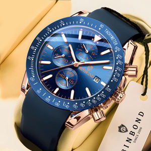 Binbond9388 Fashion Three-dimensional <b>Men's</b> Business Watches Students Sport Waterproof Silicone&Leather Strap Band Quartz Watch - Product Image 1